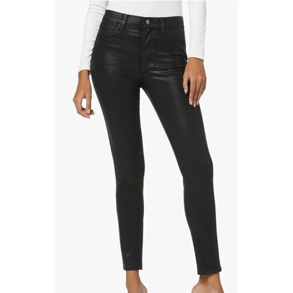 New Joe's The Charlie High Rise Skinny Ankle Jean Womens 25 Black Coated - Picture 1 of 8
